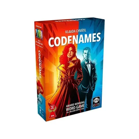 Codenames box: two spies in red and blue on the cover