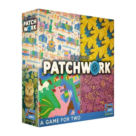 Patchwork box: colourful quilt patches arranged in a patchwork pattern